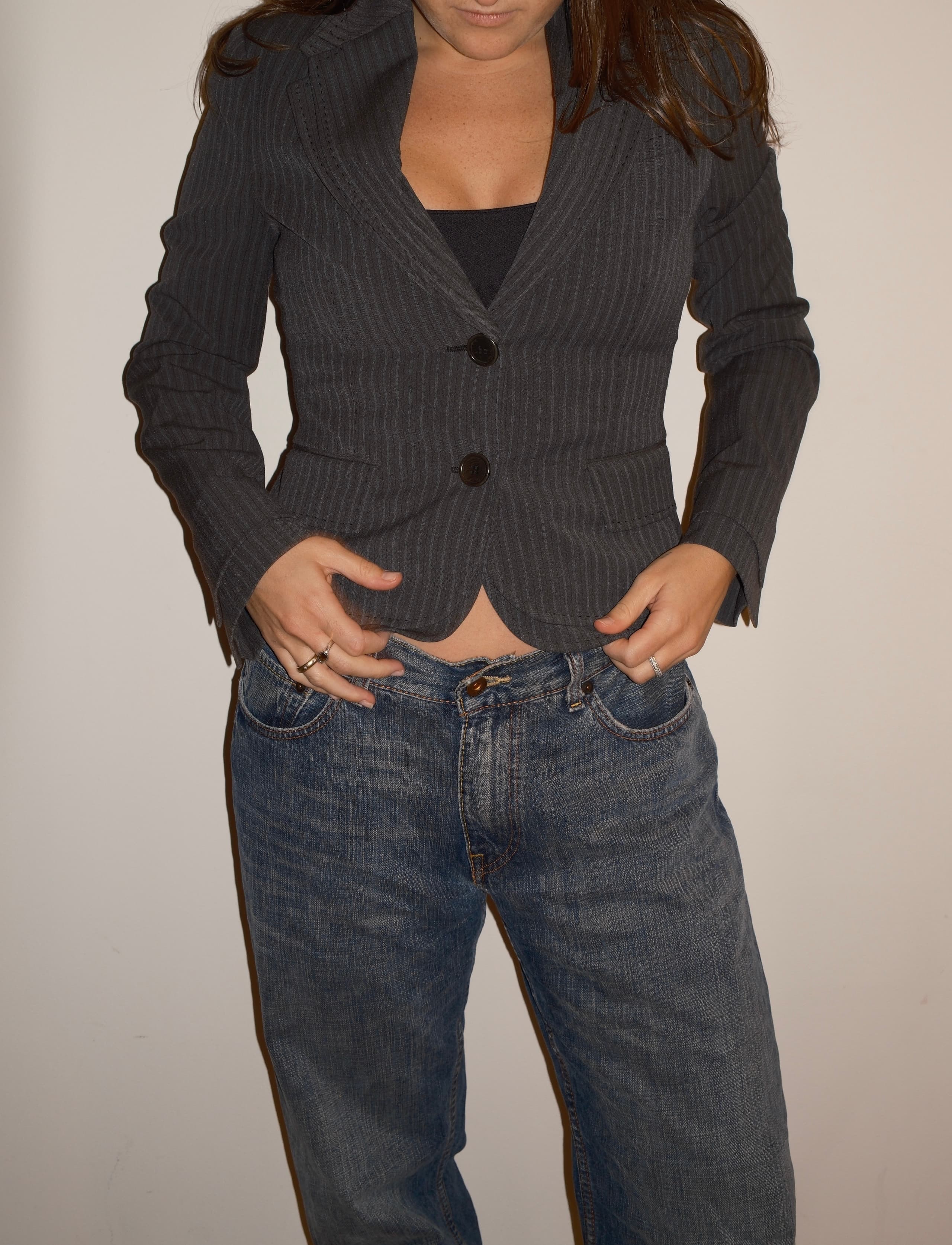 BCBGMAXAZRIA BCBGMAXAZRIA Women's Grey and Black Jacket