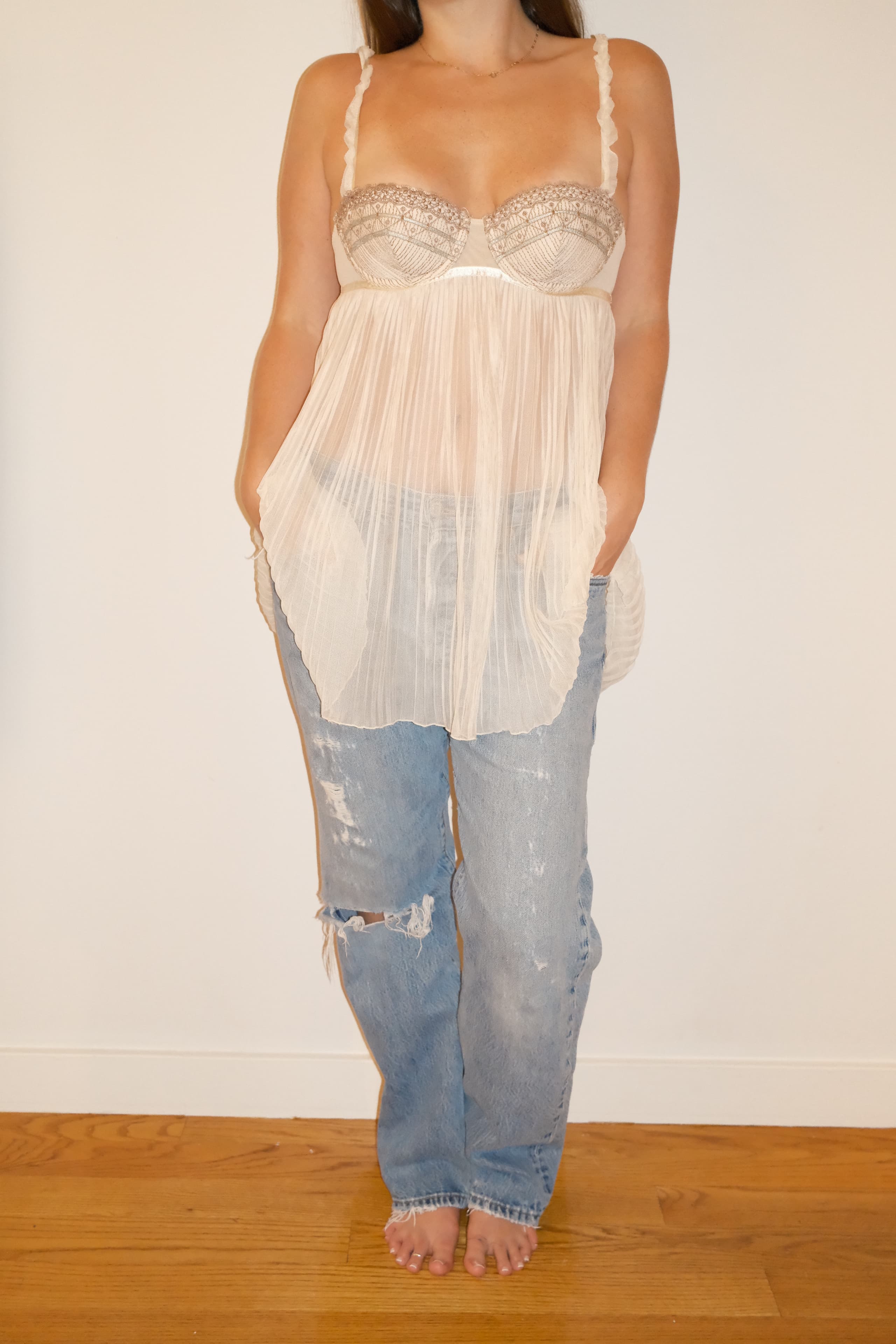 Unknown Brand Embroidered Bustier Top